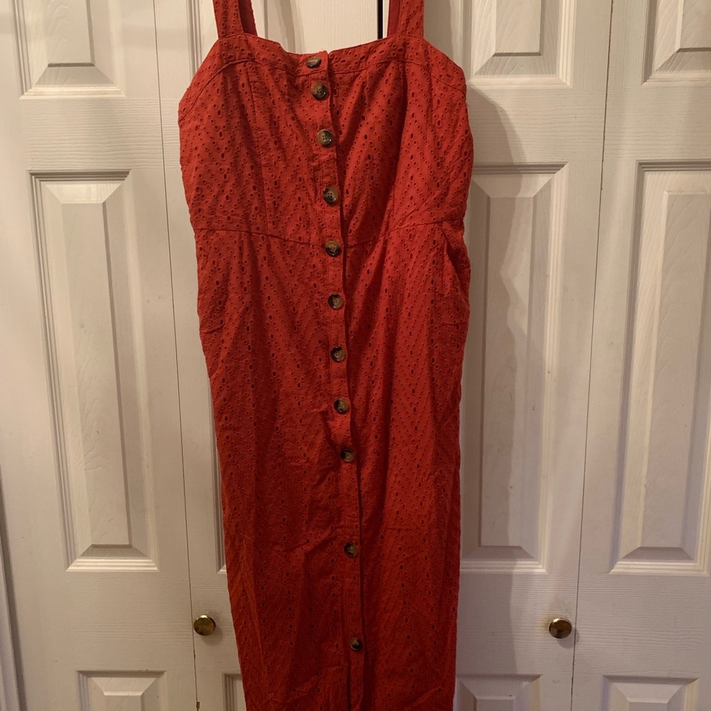 Eyelet midi dress